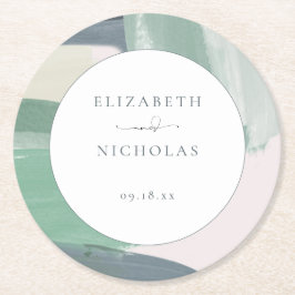 シーサイド海ガラス |モノグラム結婚ズ ラウンドペーパーコースター