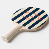 シーサイド深いシーブルーストライピング&ファミリー名 卓球ラケット (正面アングル)