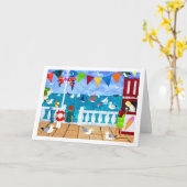 シーサイド紙コラージュグリーティングカード カード (黄色い花)