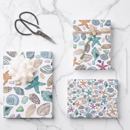 シーサイド紙セット3 ラッピングペーパーシート (正面)