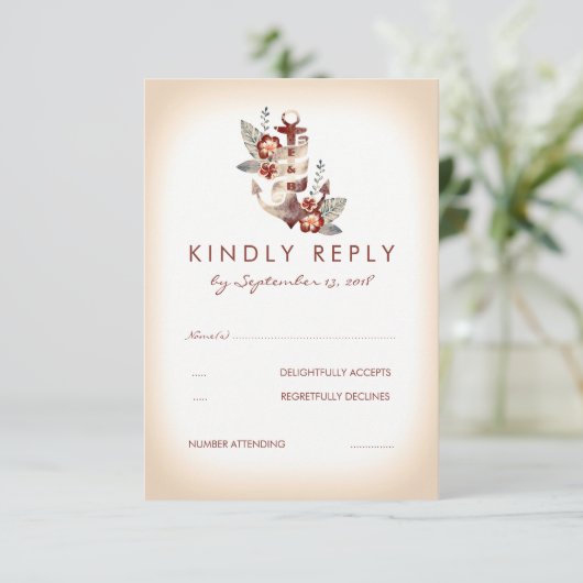 シーサイド航海のウェディングRSVPカード 出欠カード (スタンド正面)