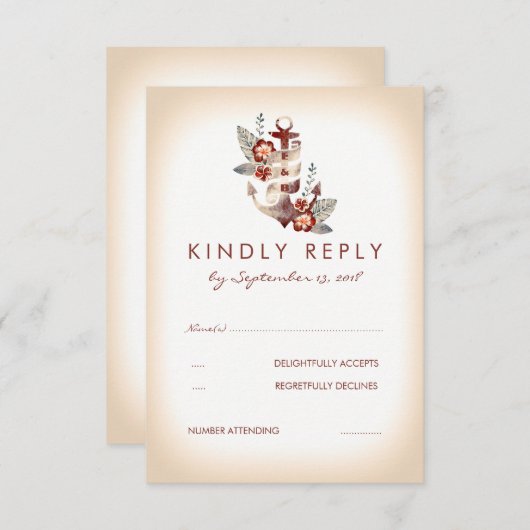 シーサイド航海のウェディングRSVPカード 出欠カード (正面/裏面)