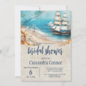 シーサイド航海のコーストビーチブライダルシャワー 招待状 (正面)