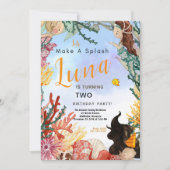 シーサイド誕生日招待状カード (正面)