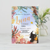 シーサイド誕生日招待状カード (スタンド正面)