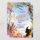 シーサイド誕生日招待状カード (正面/裏面)