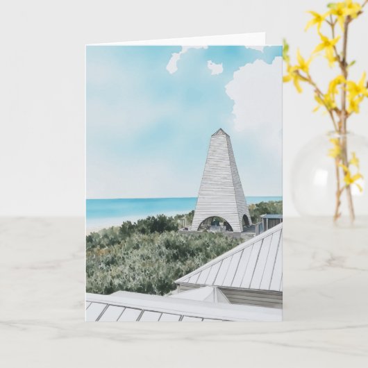 シーサイド30Aフロリダの水の色グリーティングカード カード (黄色い花)