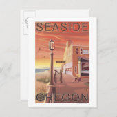 シーサイド、オレゴン水族館ビュー ポストカード (正面/裏面)
