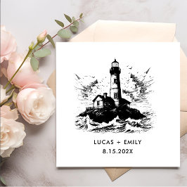 シーサイ航海のドライトハウスダークブラック結婚ズ スタンダードカクテルナプキン