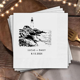 シーサイ航海のドライトハウスダークブラック結婚ズ 縁ありカクテルナプキン