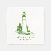 シーサイ航海のドライトハウスダークブルー結婚ズ スタンダードカクテルナプキン (正面)