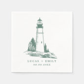 シーサイ航海のドライトハウスダークブルー結婚ズ スタンダードカクテルナプキン (正面)