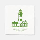 シーサイ航海のドライトハウスダークブルー結婚ズ スタンダードカクテルナプキン (正面)