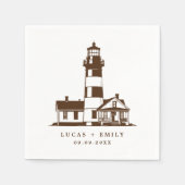 シーサイ航海のドライトハウスダークブルー結婚ズ スタンダードカクテルナプキン (正面)