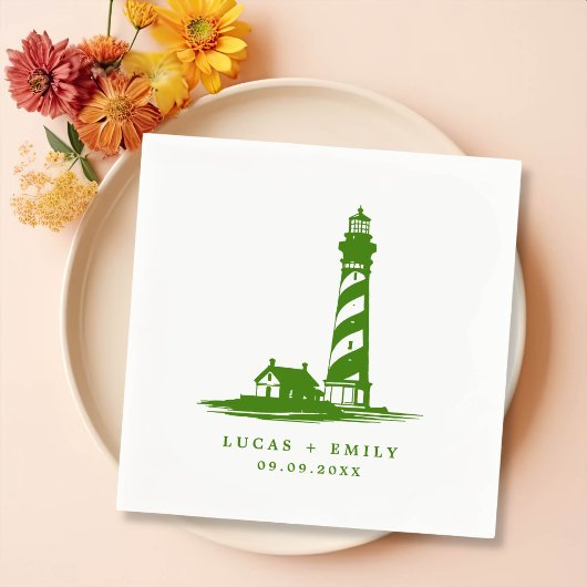 シーサイ航海のドライトハウスダークブルー結婚ズ スタンダードカクテルナプキン