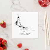 シーサイ航海のドライトハウスダークブルー結婚ズ スタンダードカクテルナプキン (インサイチュ)