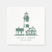 シーサイ航海のドライトハウスダークブルー結婚ズ スタンダードカクテルナプキン (正面)