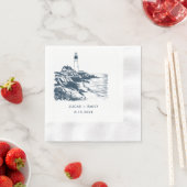 シーサイ航海のドライトハウスダークブルー結婚ズ 縁ありカクテルナプキン (インサイチュ)