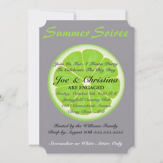 シーサッカー&ライムフィエスタカクテルパーティの招待状 招待状 (正面)