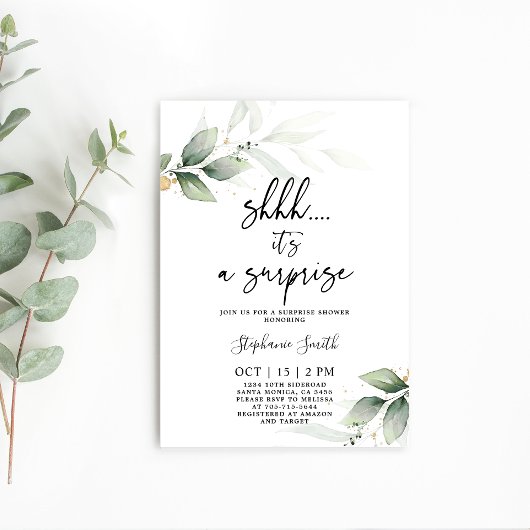 シーサプライズグリーンリーブライダルシャワー 招待状