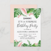 シーサプライズバースデーパーティトロピカルパームフローラ 招待状 (正面/裏面)