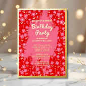 シーサプライズバースデーパーティーピ名門私立校風のンクフローラ 箔招待状