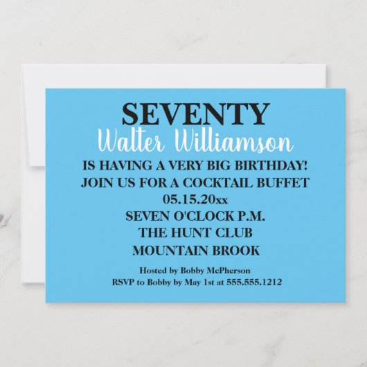 シーサプライズ70歳の誕生日パーティー 招待状 (正面)
