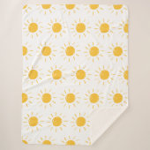 シーサンかわいい黄色いイラストレーションキッズ シェルパブランケット (正面)