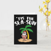シーサンサンタパームツリービーチクリスマスイン カード (黄色い花)