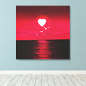 シーサンセットキャンバスプリントとハートサンラブ文字 キャンバスプリント (インサイチュ (ウッドフロア))