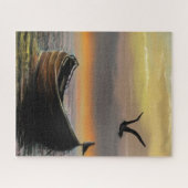 シーサンセットボートアンドシーガルパズルギフト ジグソーパズル (横)