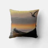 シーサンセットボートシーガル飛んでいる装飾用クッション クッション (裏面)