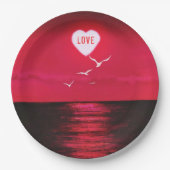 シーサンセットラブハート紙プレートロマンチック ペーパープレート (正面)