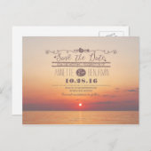 シーサンセットロマンチックビーチ日付ポストカードを保存 案内ポストカード (正面/裏面)