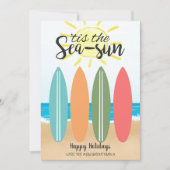 シーサントロピカルビーチサーフボードコースタルクリスマス シーズンカード (正面)