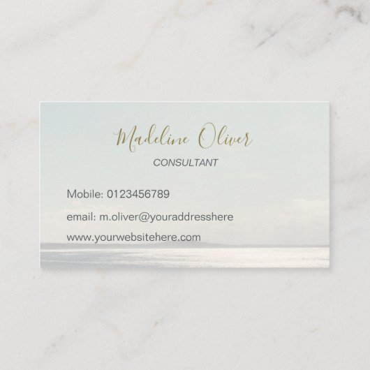 シーサン海トラベルブルーモダンスタイリッシュ金ゴールド 名刺 (裏面)