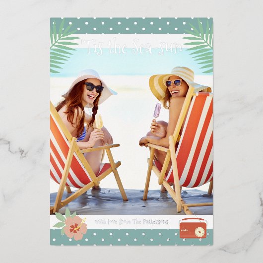 『シーサン熱帯ビーチ夏のクリスマス 箔シーズンカード (正面)