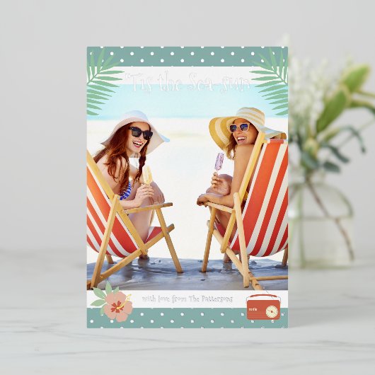 『シーサン熱帯ビーチ夏のクリスマス 箔シーズンカード (立ち正面)