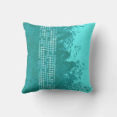 シーサーフアクアブルードット抽象芸術クッション クッション (裏面)