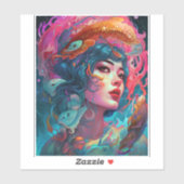 シーサーペントヘアレディファンタジーアート シール (シート)