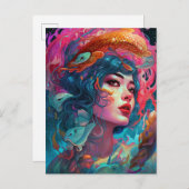 シーサーペントヘアレディファンタジーアート ポストカード (正面/裏面)