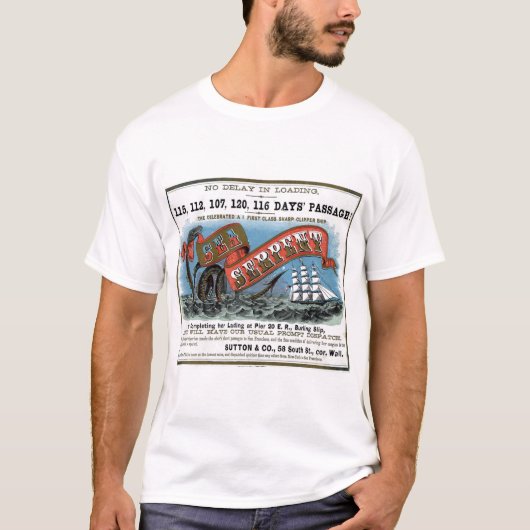 シーサーペント・クリッパー帆船 Tシャツ (正面)