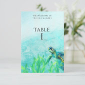 シーサーモチーフのビーチアート ウェディングテーブルナンバー 招待状 (スタンド正面)