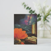 シーサーレアルミックスメディアコラージュの下のベッドルーム ポストカード (スタンド正面)