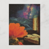 シーサーレアルミックスメディアコラージュの下のベッドルーム ポストカード (正面)