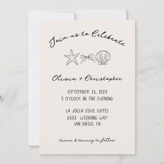 シーシェエレガントル&ボウコケット結婚式招待状 招待状 (正面)