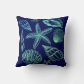 シーシェモダンルネイビーアクアホワイトグラデーションビーチシェル クッション (裏面)