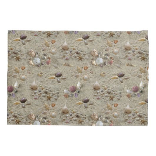 シーシェルがビーチ砂に囲まれている 枕カバー (裏面)