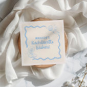 シーシェルとウェディングベル ソフトブルー 手描き スタンダードカクテルナプキン