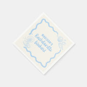 シーシェルとウェディングベル ソフトブルー 手描き スタンダードカクテルナプキン (角)